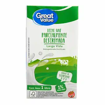 Walmart Leche Descremada Great Value 1lt oferta