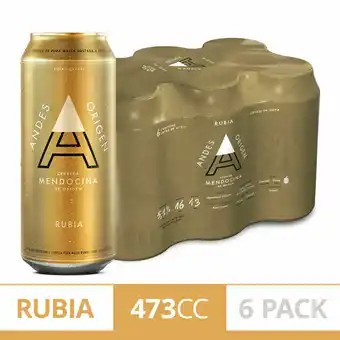 Walmart Cerveza Rubia Pack 6 Un Andes 473 Cc oferta