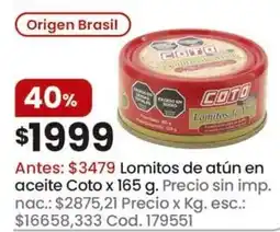Coto Coto lomitos de atún en aceite oferta