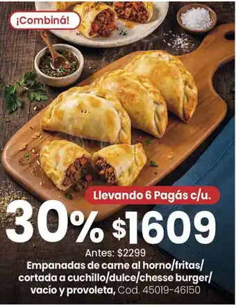 Coto Empanadas de carne al horno/fritas/ cortada a cuchillo/dulce/chesse burger/ vacío y provoleta oferta