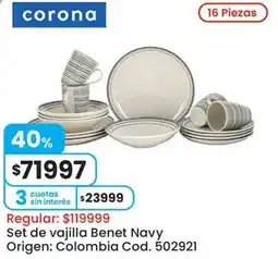 Coto Corona set de vajilla benet navy oferta