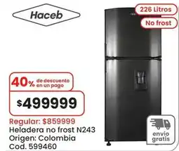 Coto Haceb heladera no frost N243 oferta