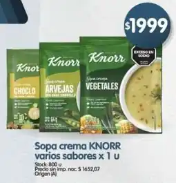 Supermercados Buenos Días Knorr sopa crema varios sabores oferta