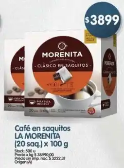 Supermercados Buenos Días La morenita café en saquitos oferta