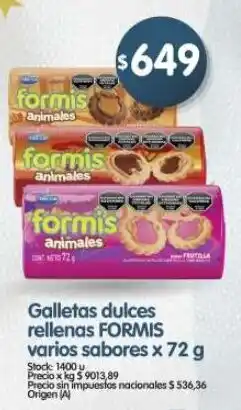 Supermercados Buenos Días Formis galletas dulces rellenas varios sabores oferta