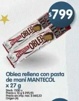 Supermercados Buenos Días Mantecol oblea rellena con pasta de maní oferta