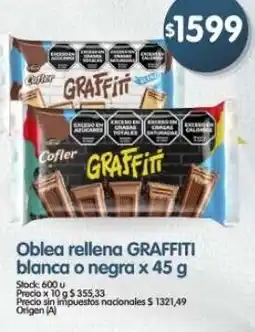 Supermercados Buenos Días Graffiti oblea rellena blanca o negra oferta