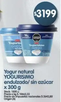 Supermercados Buenos Días Yogurisimo yogur natural endulzado/ sin azúcar oferta