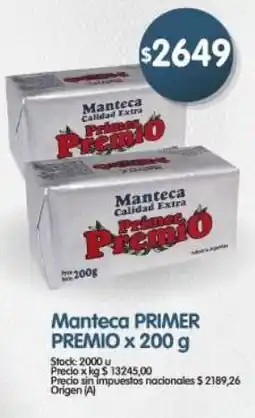 Supermercados Buenos Días Primer premio manteca oferta