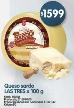 Supermercados Buenos Días Las tres queso sardo oferta