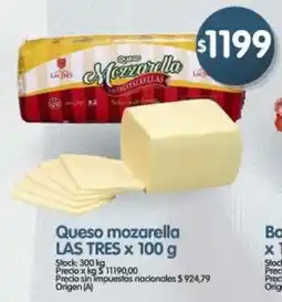 Supermercados Buenos Días Las tres queso mozarella oferta