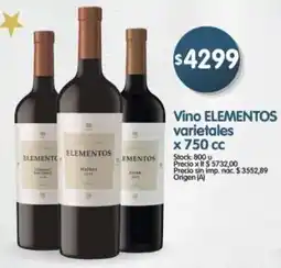 Supermercados Buenos Días Elementos vino varietales oferta