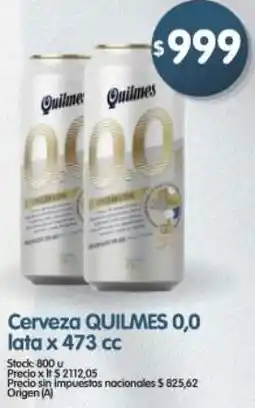 Supermercados Buenos Días Quilmes 0,0 cerveza lata oferta