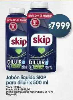 Supermercados Buenos Días Skip jabón líquido para diluir oferta