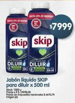 Supermercados Buenos Días Skip jabón líquido para diluir oferta