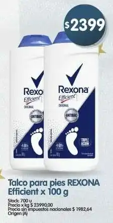 Supermercados Buenos Días Rexona talco para pies efficient oferta