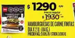 Supermercados DIA Dia finitas hamburguesas de carne oferta