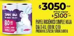 Supermercados DIA Dia papel higienico simple hoja oferta