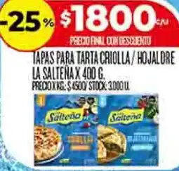 Supermercados DIA La saltena tapas para tarta criolla/hojaldre oferta
