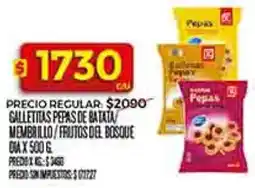Supermercados DIA Dia galletitas pepas de batata/ membrillo/frutos del bosque oferta