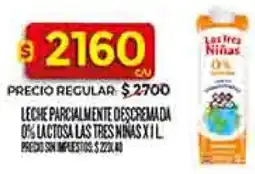 Supermercados DIA Las tres minas leche parcialmente descremada 0% lactosa oferta