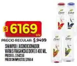Supermercados DIA Dove shampoo/acondicionador varias fraganclas oferta