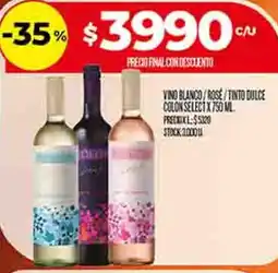 Supermercados DIA Colon vino blanco/rose/tinto dulce select oferta