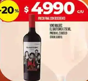 Supermercados DIA El bautismo vino malbec oferta