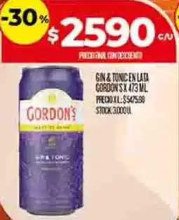 Supermercados DIA Gordon's gin&tonic en lata oferta