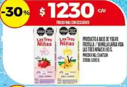 Supermercados DIA Las tres niñas producto a base de yogur frutilla/vainilla larga vida oferta