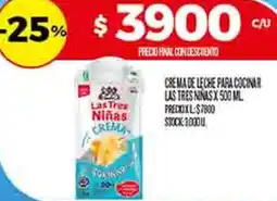 Supermercados DIA Las tres niñas crema de leche para cocinar oferta