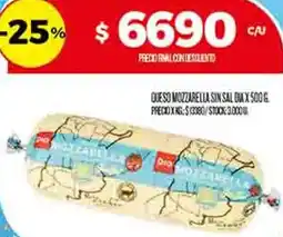 Supermercados DIA Dia queso mozzarella sin sal oferta