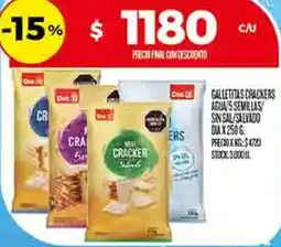 Supermercados DIA Dia galletitas crackers aguas semillas sin sal/salvado oferta