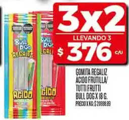 Supermercados DIA Bull dog gomita regaliz ácido frutilla tutti frutti oferta
