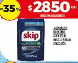 Supermercados DIA Skip jabón líquido bio enzimas oferta