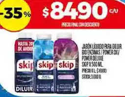 Supermercados DIA Skip jabón líquido para dilur bio enzimas/power okv power de luxe oferta