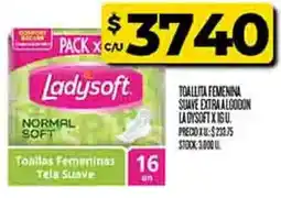 Supermercados DIA Ladysoft toallas femeninas tela suave extra algodón oferta