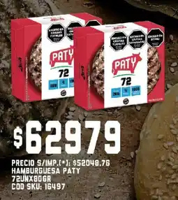 Supermercados Yaguar Paty hamburguesa oferta