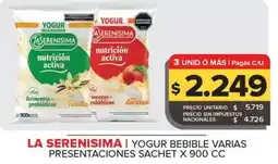 Carrefour Maxi La serenisima i yogur bebible varias presentaciones sachet oferta