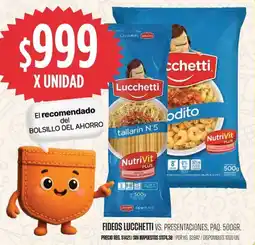 Supermercados Vea Lucchetti fideos vs. presentaciones, paq. oferta
