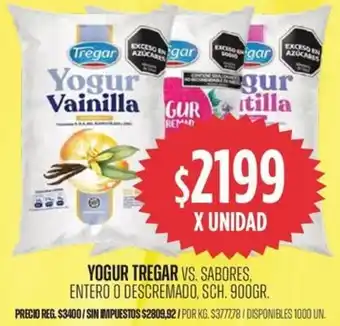 Tregar yogur vs. sabores, entero o descremado, sch.