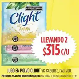 Supermercados Vea Clight jugo en polvo vs. sabores, paq. oferta