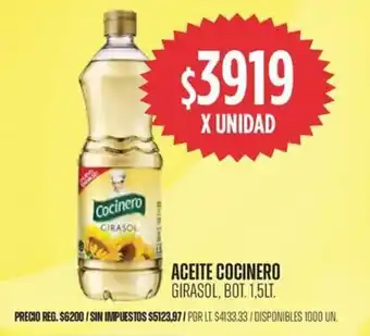 Cocinero aceite girasol, bot.