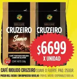Supermercados Vea Cruzeiro café molido suave o fuerte, paq. oferta