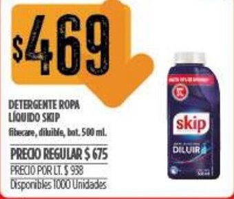 Supermercados Vea Skip Detergente Ropa Líquido 500ml oferta
