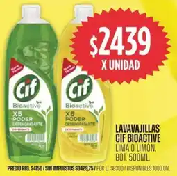 Supermercados Vea Cif lavavajillas bioactive lima o limón, bot. oferta