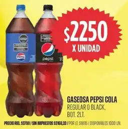 Supermercados Vea Pepsi gaseosa cola regular o black bot. oferta