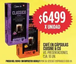 Supermercados Vea Cuisine & co café en cápsulas vs. presentaciones, cja. oferta