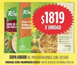 Supermercados Vea Knorr sopa vs. presentaciones, sob. oferta