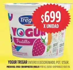 Supermercados Vea Tregar yogur entero o descremado, pot. oferta